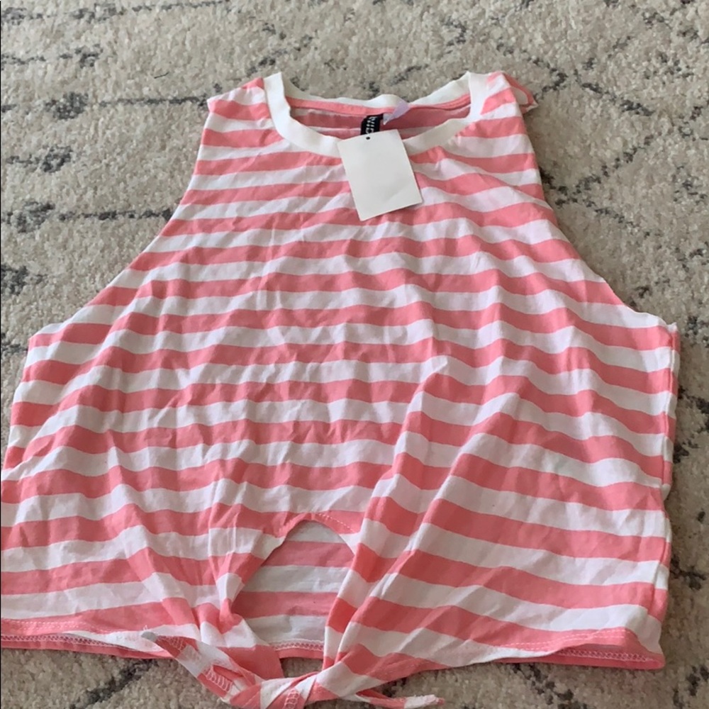 Pink and white crop top